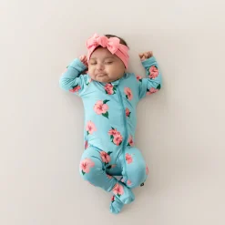 Zippered Footie in Hibiscus