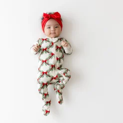 Zippered Footie in Holiday Bow