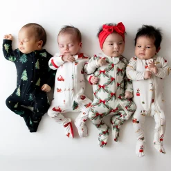 Zippered Footie in Holiday Bow