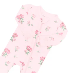 Zippered Footie in Sakura Peony