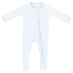 Zippered Footie in Small Mist Stripe