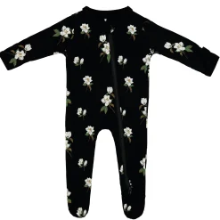 Zippered Footie in Small Midnight Magnolia