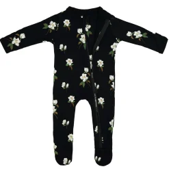 Zippered Footie in Small Midnight Magnolia