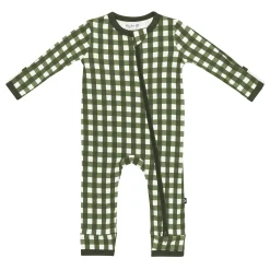 Zippered Romper in Gingham Fir