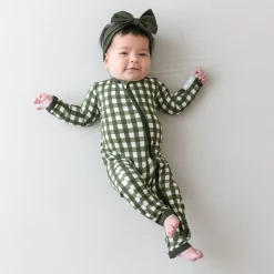 Zippered Romper in Gingham Fir