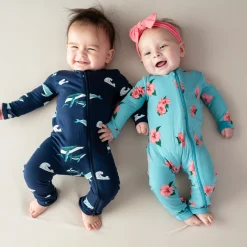 Zippered Romper in Hibiscus