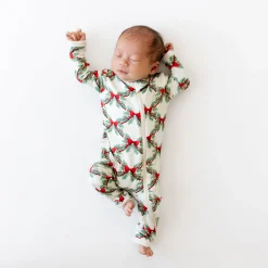 Zippered Romper in Holiday Bow