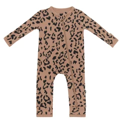 Zippered Romper in Latte Leopard