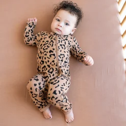 Zippered Romper in Latte Leopard