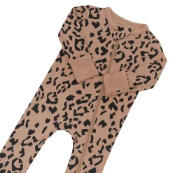 Zippered Romper in Latte Leopard