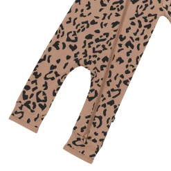 Zippered Romper in Latte Leopard
