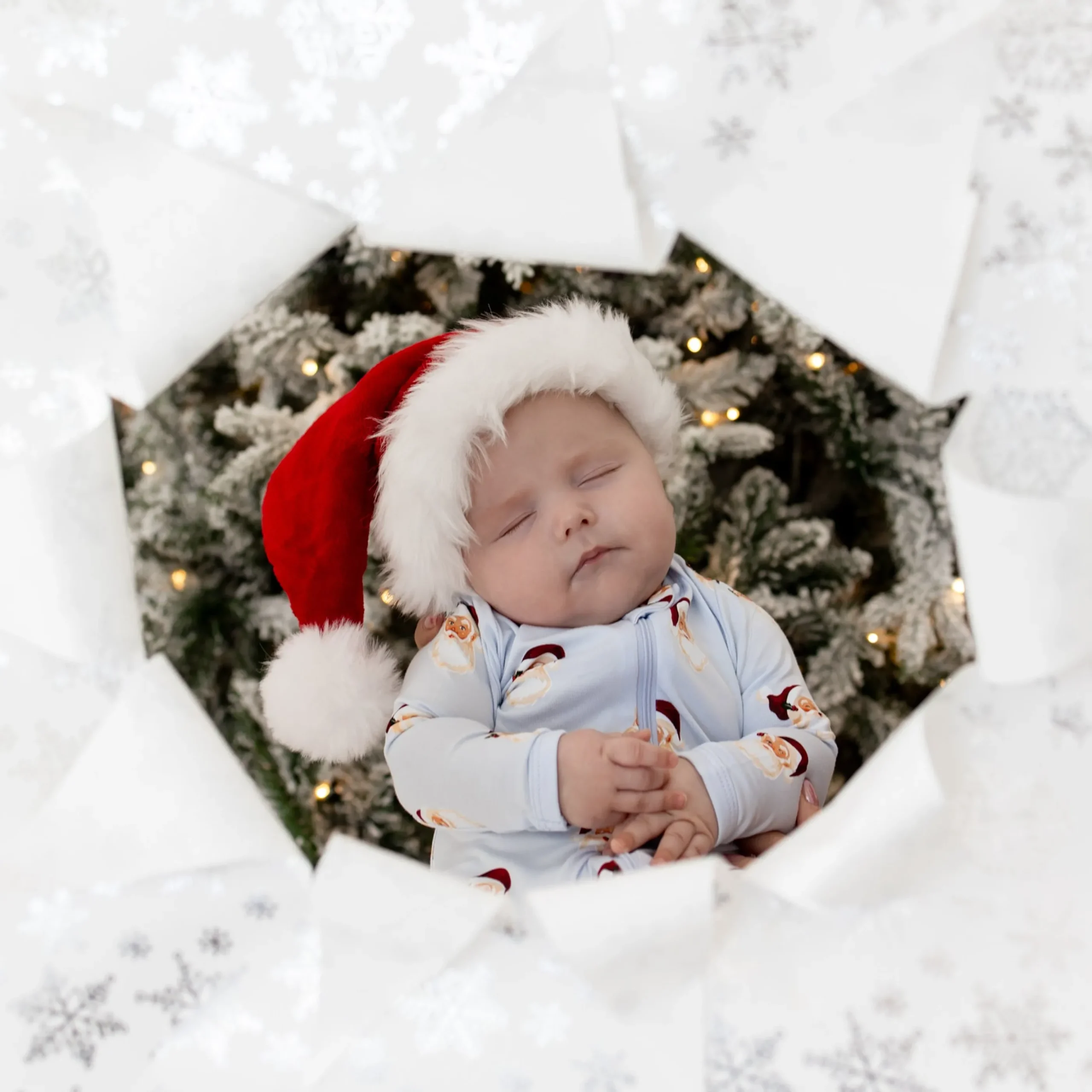 Zippered Romper in Vintage Santa