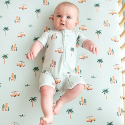 Zippered Shortall Romper in Dew Surf