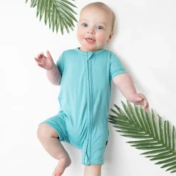 Zippered Shortall Romper in Makai