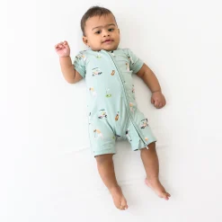 Zippered Shortall Romper in Golf
