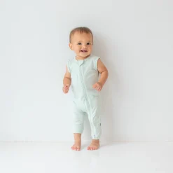 Zippered Sleeveless Romper in Dew