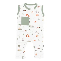 Zippered Sleeveless Romper in Road Trip