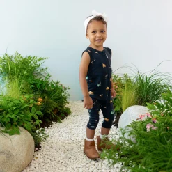 Zippered Sleeveless Romper in Under the Stars