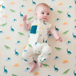 Zippered Sleeveless Romper in Ecru Roar