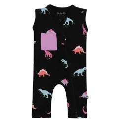 Zippered Sleeveless Romper in Midnight Roar