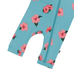 Zippered Sleeveless Romper in Hibiscus