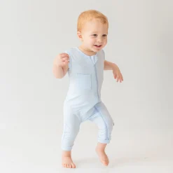 Zippered Sleeveless Romper in Mist