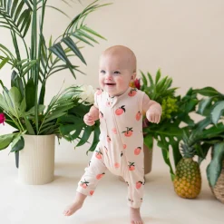 Zippered Sleeveless Romper in Peach